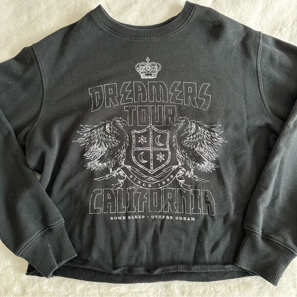 Hollister Graphic Band Crewneck Cropped Sweatshirt Women’s Size Small - Picture 3 of 11